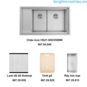 Trọn Bộ Chậu Rửa Bát Inox Hafele Hs21 Ssd2s90m Và Phụ Kiện