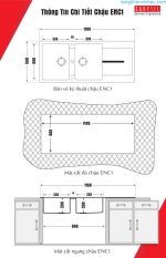 Chậu rửa bát bằng đá granite 2 hố có cánh ENC1 - Enigma D200 - Carysil