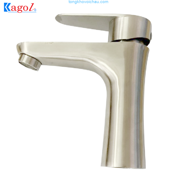 Vòi lavabo Kagol Inox 304, chân tròn 2 đường nước 16cm