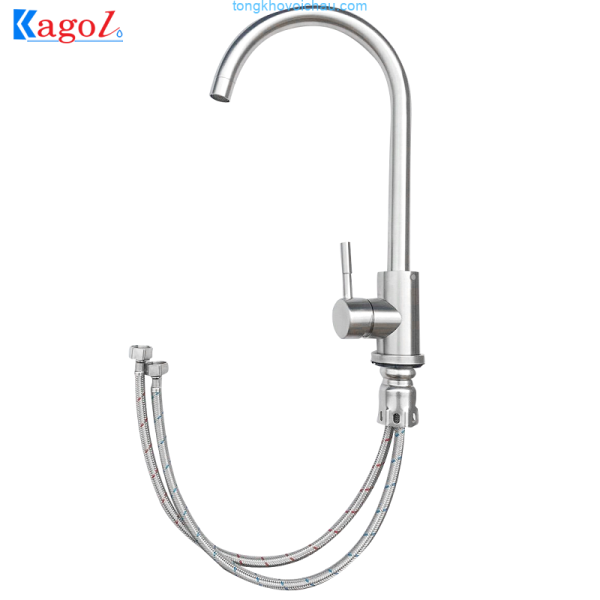 Vòi rửa bát Kagol inox sus 304 cần cứng hai đường nước