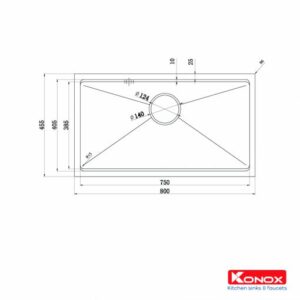 Bản vẽ Chậu rửa bát Konox - Kichen Sink Konox Undermount Series Model KN8046SU