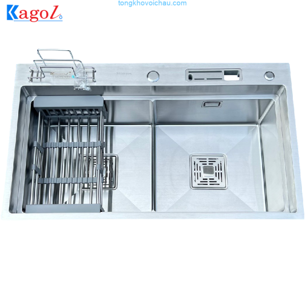 Chậu rửa bát hai hố Kagol inox sus 304 (82x48x24 cm)